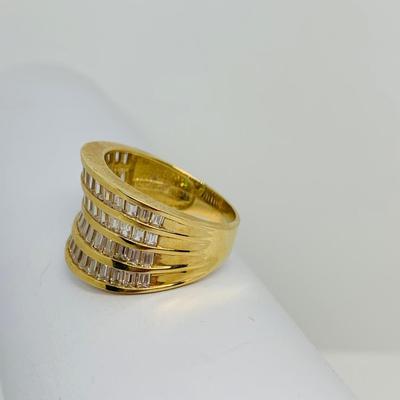 LOT 114: 14K Gold & CZ Size 8.5 Ring - 6.88 gtw