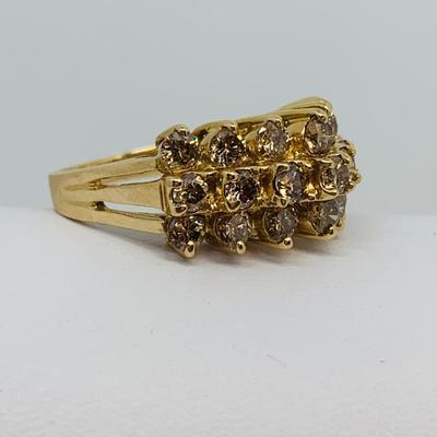 LOT 119: Diamond Cluster Ring - 14K Gold - Size 7 - 5.72 gtw