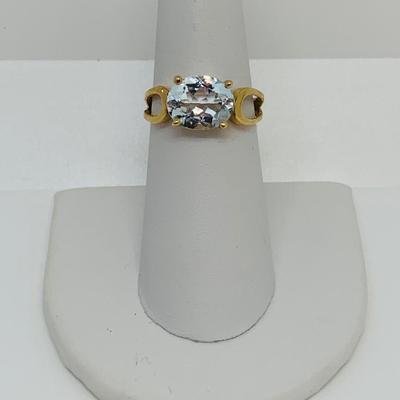 LOT 127: Blue Topaz 14K Gold Size 7 Ring - 3.4 gtw