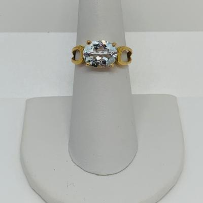LOT 127: Blue Topaz 14K Gold Size 7 Ring - 3.4 gtw