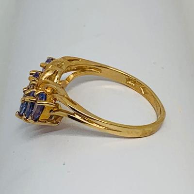 LOT 129: Tanzanite 14K Gold Size 8 Ring - 3.03 gtw