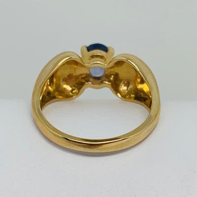LOT 132: Blue Sapphire 14K Gold Size 7 Ring - 4.59 gtw