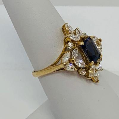 LOT 134: 10K Gold Ring - Tanzanite & CZ - Size 7 - 3.93 gtw