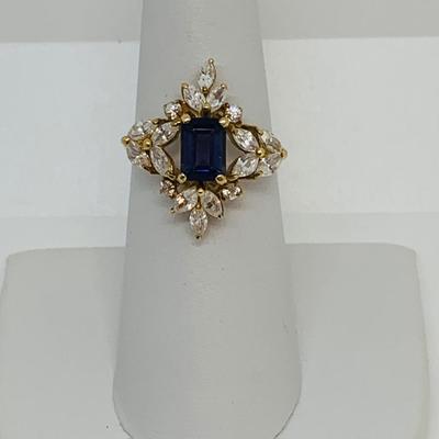 LOT 134: 10K Gold Ring - Tanzanite & CZ - Size 7 - 3.93 gtw