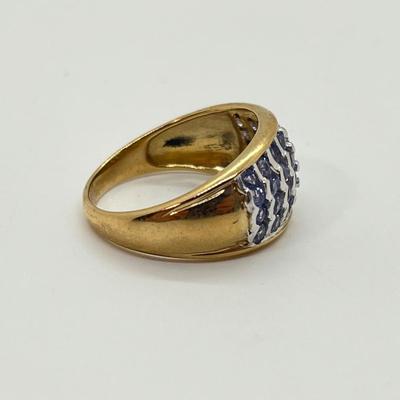 LOT 139: Tanzanite Cluster Ring - Size 8 - 10K Gold - 4.78 gtw