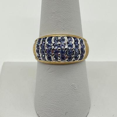 LOT 139: Tanzanite Cluster Ring - Size 8 - 10K Gold - 4.78 gtw