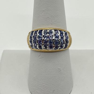 LOT 139: Tanzanite Cluster Ring - Size 8 - 10K Gold - 4.78 gtw