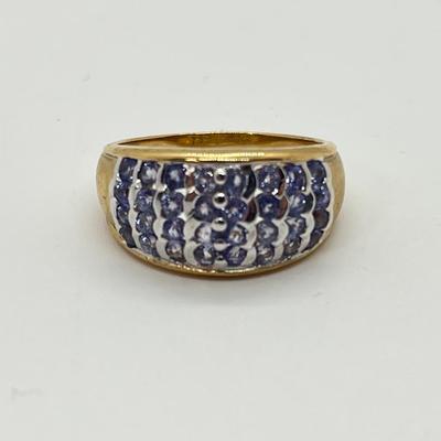 LOT 139: Tanzanite Cluster Ring - Size 8 - 10K Gold - 4.78 gtw