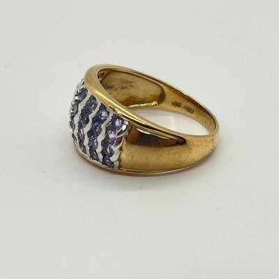 LOT 139: Tanzanite Cluster Ring - Size 8 - 10K Gold - 4.78 gtw