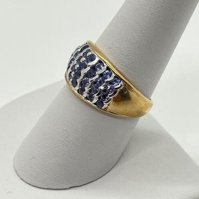 LOT 139: Tanzanite Cluster Ring - Size 8 - 10K Gold - 4.78 gtw