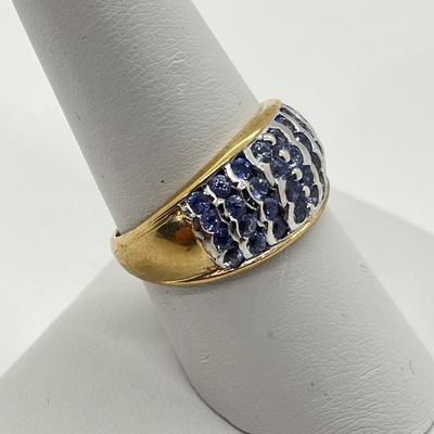 LOT 139: Tanzanite Cluster Ring - Size 8 - 10K Gold - 4.78 gtw