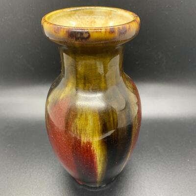 Vintage Pottery Vase rich colors - 6â€ tall x 3â€ wide approx