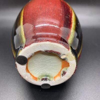 Vintage Pottery Vase rich colors - 6â€ tall x 3â€ wide approx