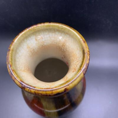 Vintage Pottery Vase rich colors - 6â€ tall x 3â€ wide approx