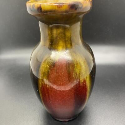 Vintage Pottery Vase rich colors - 6â€ tall x 3â€ wide approx