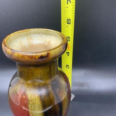 Vintage Pottery Vase rich colors - 6â€ tall x 3â€ wide approx
