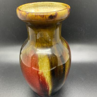 Vintage Pottery Vase rich colors - 6â€ tall x 3â€ wide approx