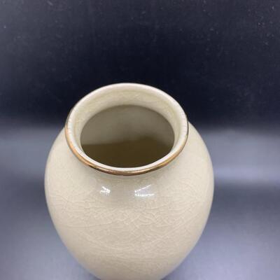 Vintage Japanese Porcelain Vase Rooster Chicken Flowers Crackled Glaze - 6.5â€ high x 3â€ wide approx