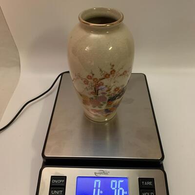 Vintage Japanese Porcelain Vase Rooster Chicken Flowers Crackled Glaze - 6.5â€ high x 3â€ wide approx