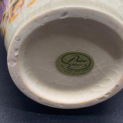Vintage Japanese Porcelain Vase Rooster Chicken Flowers Crackled Glaze - 6.5â€ high x 3â€ wide approx