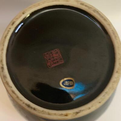 3 Japanese china pieces - VINTAGE SATO GARDEN Candy Plate, Ginger Jar with Lid and Vase - 7â€ plate 9.5â€ tall vase 7.5â€ tall jar approx