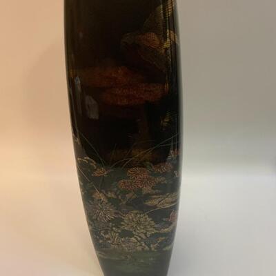 3 Japanese china pieces - VINTAGE SATO GARDEN Candy Plate, Ginger Jar with Lid and Vase - 7â€ plate 9.5â€ tall vase 7.5â€ tall jar approx