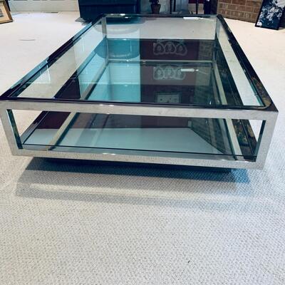 Huge Modern Chrome and Glass Low Table