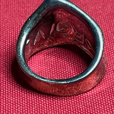 Sterling modernist ring / forgive engraved inside size 8