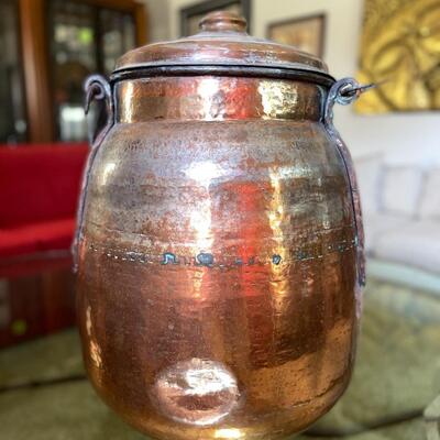 LOT 7  LARGE HAMMERED COPPER CLAD TURKISH STORAGE VESSEL