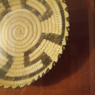 Framed Pima Native American Indian Basket Tray with Whirling Design