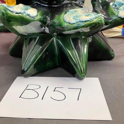 Ceramic flocked Christmas tree with lights