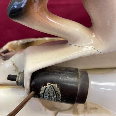 Vintage brown horse mustang ceramic tv lamp