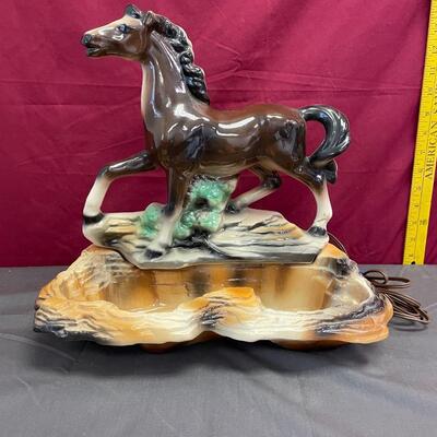 Vintage brown horse mustang ceramic tv lamp