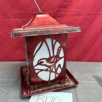 Red bird feeder