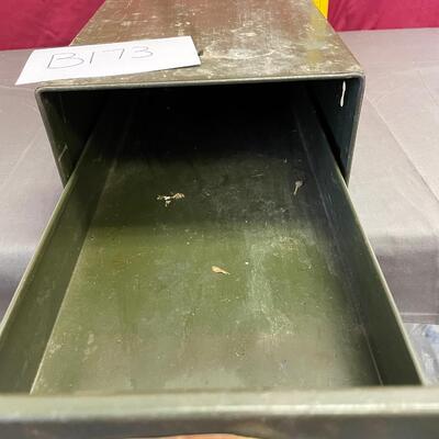 Green metal storage drawer