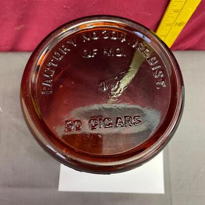 Vintage Mercantile cigar, amber glass jar