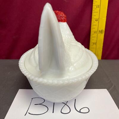 Westmoreland white hen on a nest