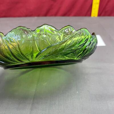 Green glass bowl