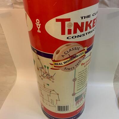 TinkerToy Construction Set - container 16â€ tall x 6â€ diameter approx
