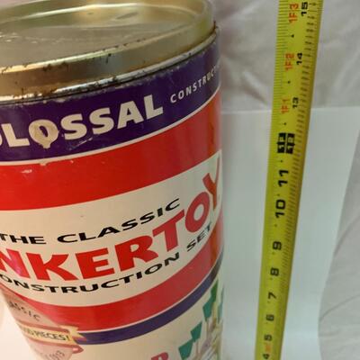 TinkerToy Construction Set - container 16â€ tall x 6â€ diameter approx