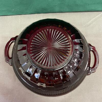 Anchor Hocking Coronation Royal Ruby Red depression glass bowl