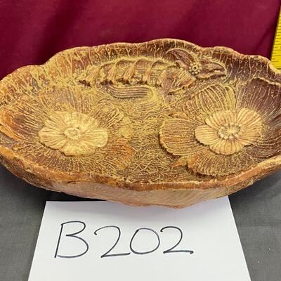Vintage Boho carved glass flower bowl