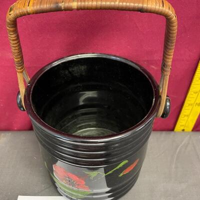 MCM painted black glass biscuit jar