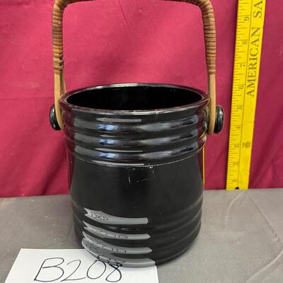 MCM painted black glass biscuit jar