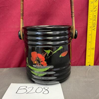 MCM painted black glass biscuit jar