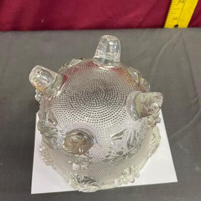 Jeannette grape & leaf glass footed candy dish