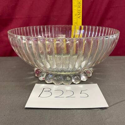 Vintage bubble footed bowl pressed glass fruit bowl