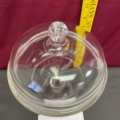 Antique EApg compote covered vintage clear pressed glass footed with lid