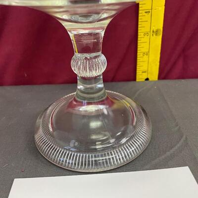 Antique EApg compote covered vintage clear pressed glass footed with lid