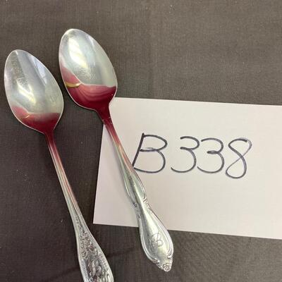2 â€œBâ€ stainless steel spoons